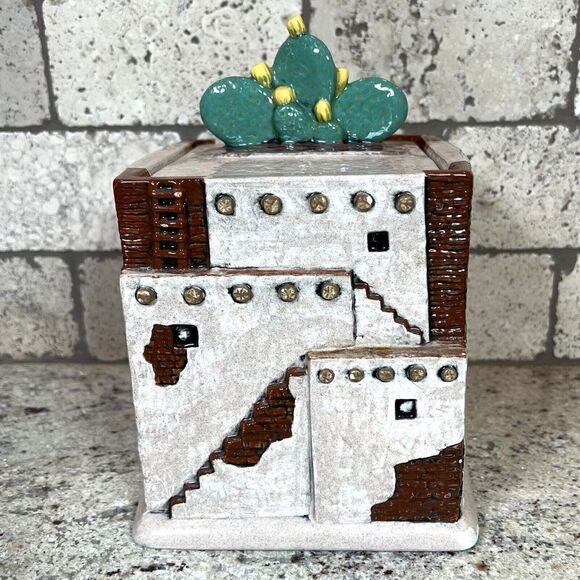 Cactus Adobe House Southwest Desert Cookie Jar Vintage 1990’s 8” X 5” READ - Picture 4 of 12